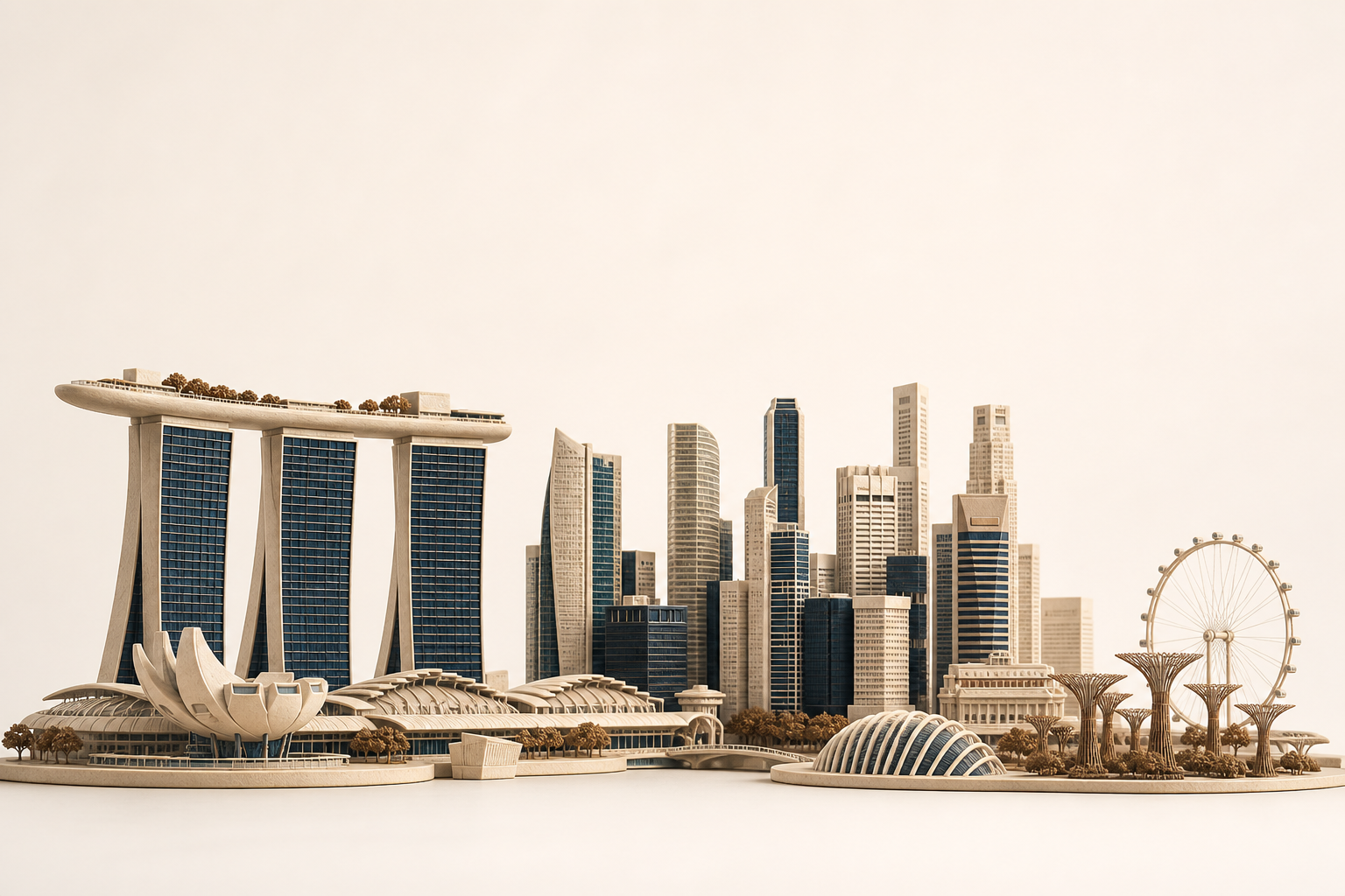 Architectural miniature inspired by Singapore’s Marina Bay and Supertrees